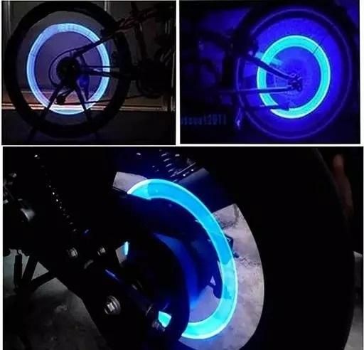 Bike/Bicycle Tyre Led Light Rim Valve Cap Flashing With Motion Sensor (Blue)
