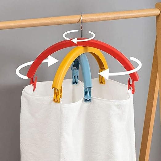 Rainbow Cloth Hangers Rotating Three-Layer Clothes Hangers with Clips