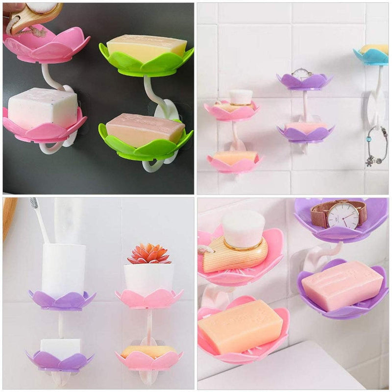 Double Layer Flower Self Draining Soap Dish Holder