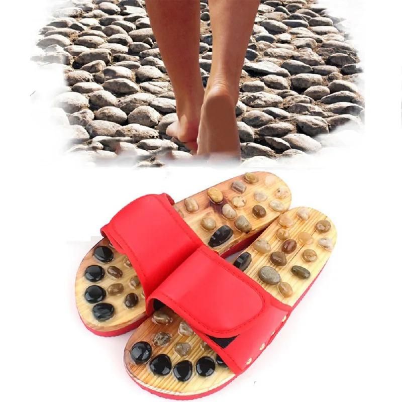 Acupressure Natural Stone Slippers (Red)
