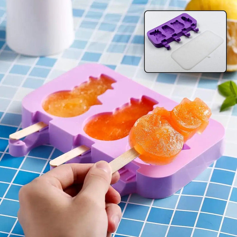 Silicone Popsicle Molds 4 Cavities with Lids
